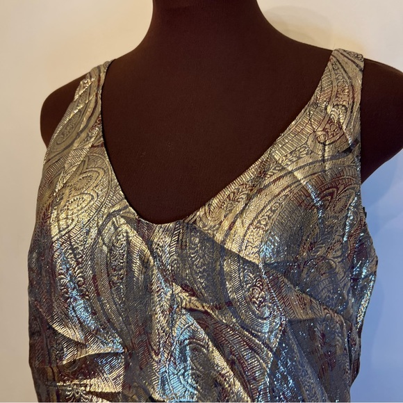 J. Crew Cate Cami Gold Top Tank Metallic paisley, NWT, Size 2 - Picture 3 of 9